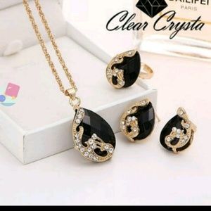 Luxury Black Crystal/Rose Gold Rope Chain set
